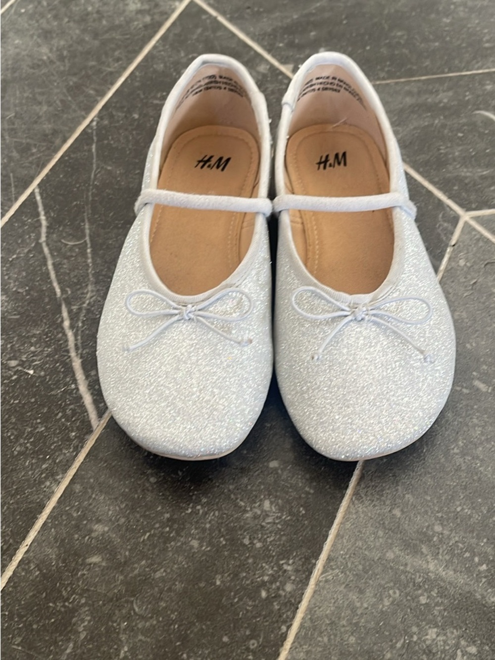 H&M Girls' Sparkle Silver Mary Jane Shoes